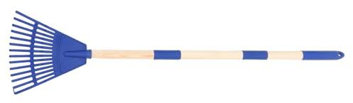 Luxshiny Rastrello da Giardino in Plastica con 14 Denti, Manico Staccabile 87 Cm, Rastrello Compatto per Manutenzione Prato e Pulizia Foglie in Cortile, Giardinaggio Outdoor e Campeggio,