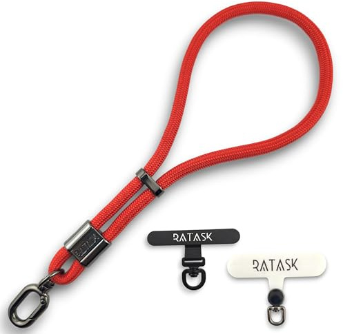 RATASK Upgraded Adjustable Wrist Strap Lanyard, Rope Lanyard Wrist Strap for Mobile Phones, Cameras, Keyring,Phone Accessory Pendant (Red)
