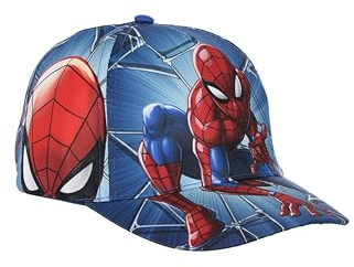 Marvel Casquette de baseball à visière pour enfants et adolescents, Spiderman, bleu, impression tout-en-un