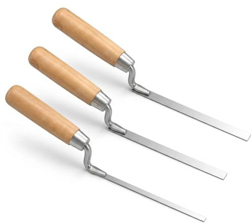 3 Stück Fugenkelle Set 6/10/13 mm Kohlenstoffstahl, Fugenspachtel mit Holzgriff, Stoßfugenkelle für Mörtel Verfugen Fliesen und Maurerwerkzeug