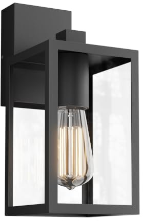 K-Bright Vintage aussen wandleuchte (Laterne) für E27-Glühbirnen, Schwarz | IP54 wasserdicht Outdoor Wandlampe Passend , Max. 40 W außenleuchte für Terrasse u. garten (Glühbirne nicht enthalten)