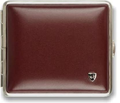 Cigaretter etui läder svart/guld 85 mm/20 med bygel