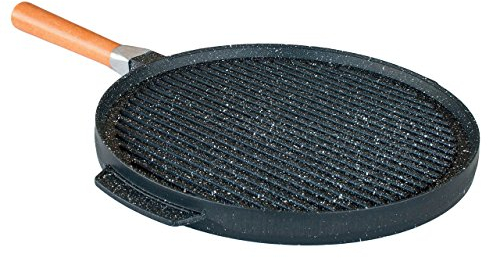 PEDRAS - Padella Doppia Piastra Pietra Lavica Ceramicata per Grill e Crepes - Made in Italy (28 Centimetri)
