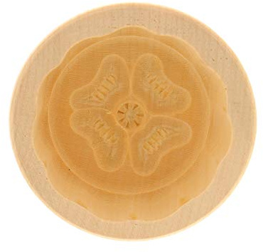 Hofmeister Holzwaren Butterform, für 30 g Butter, 7 cm, Glücksklee, handgeschnitzt in Deutschland, Butter-Form zum Dekorieren, runde Sturz-Form, Butter-Model aus heimischem Ahorn-Holz