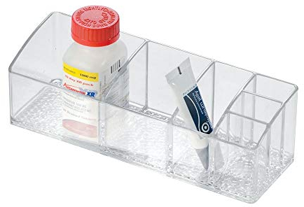 iDesign Med+ Boîte à Médicaments pour Armoire à Pharmacie, Boîte de Tri en Plastique à 6 Compartiments, Rangement à Médicaments, Transparent