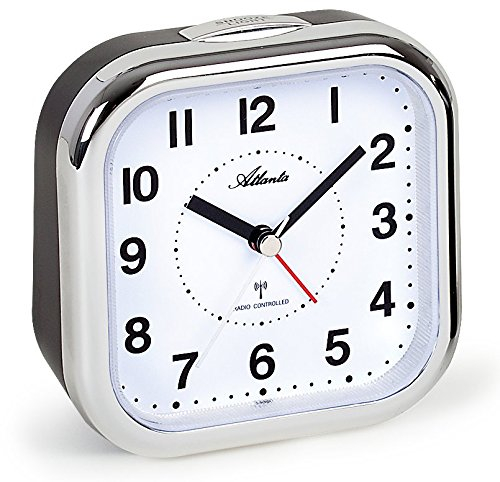 Atlanta Seniorenwecker Funkwecker mit Analoganzeige und silbernen Ziffern Größe XL 1829-19