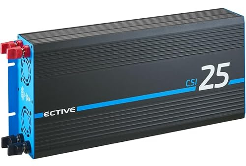 ECTIVE Reiner Sinus Wechselrichter CSI 25-2500W, 24V auf 230V, USB, USV Funktion, Überhitzungsschutz, Netzvorrangschaltung - DC/AC Spannungswandler, Umwandler, Stromwandler für Haushaltsgeräten