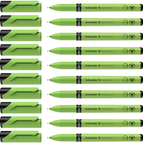 Schneider Topliner 911 Fineliner (Wechselmine, Strichstärke 0,4 mm) 10er Packung schwarz