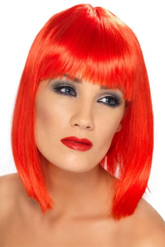 Smiffy's Glam Blunt Wig With fringe (Short, Red)