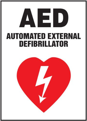 Accuform MFSD402VP Plastic Safety Sign, LegendAED AUTOMATED External DEFIBRILLATOR with Graphic, 10 Length x 7 Width x 0.055 Thickness, Red/Black on White