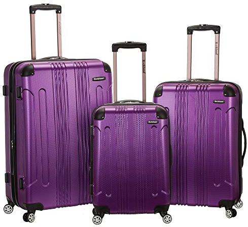 Rockland London Hardside Spinner Wheel Luggage, Purple, 3-Piece Set (20/24/28)