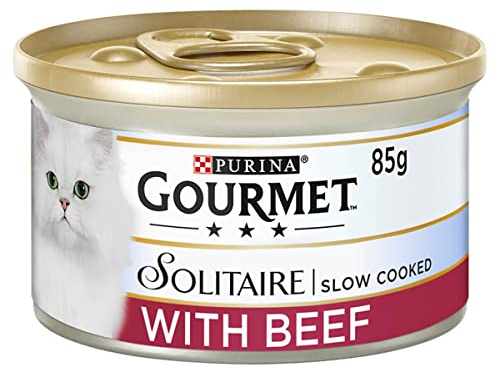 Gourmet Solitaire Tinned Cat Food with Beef 85g, Pack of 12