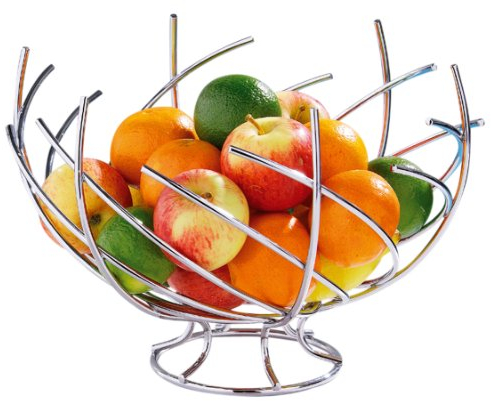 Premier Housewares Large Fruit Bowl Basket | Airy Fruit Basket for Vegetables, Fruits | Countertop Chrome Fruit Basket for Dining Table Display | Fruit Bowl for Fresh Veg & Fruits