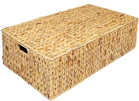 woodluv Water Hyacinth Under Bed Storage Box Chest Basket -Large
