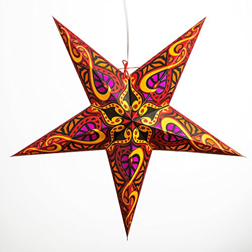 Phoenix Red Paper Star Lantern with 12 Foot Power Cord Included