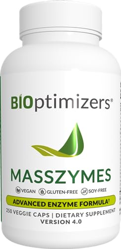 BiOptimizers MassZymes | Digestive Enzyme Supplement for Better Absorption | Stomach Bloating Relief, Constipation, and Gas for Men & Women | Contains Lipase, Amylase & Bromelain | 250 Capsules