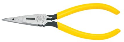 Klein Tools 71980 Long Nose Pliers with Curved Handles, Made in USA, Induction Hardened Side-Cutting Knives and Knurled Jaw