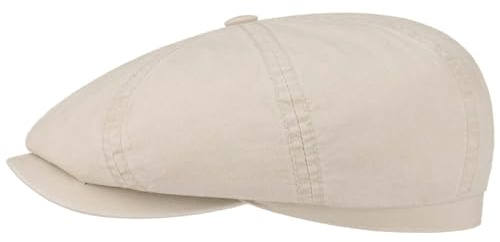 Stetson Hatteras Ballonmütze aus Bio-Baumwolle Herren - Nachhaltige Baumwollcap - Flatcap mit UV-Schutz 40 - Schiebermütze - Flat Cap Frühjahr/Sommer beige M (56-57 cm)