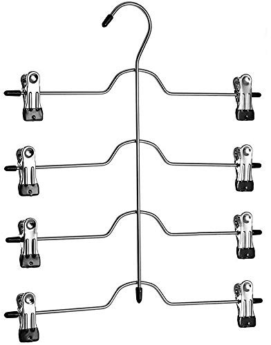Richards Homewares Black 8 Clips Slack Rack 4 Tier Trouser/Skirt Chrome & Black Vinyl Hanger (3-Pack), (SYNCHKG124206)