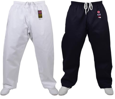 MAR | White Karate Trousers Unisex, Martial Arts Trousers for Woman, Men & Kids, Martial Arts Training, Competition & Tournament Pants, 8oz Polycotton Fabric (4/170)