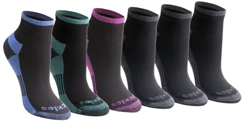 Dickies Women's Dri-Tech Moisture Wicking Quarter Socks, Available in M-L (6, 12 Pairs), Black Assorted (6 Pairs), Medium