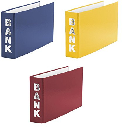3 Bankordner / 140x250mm / für Kontoauszüge / Farbe: je 1x rot, blau, gelb