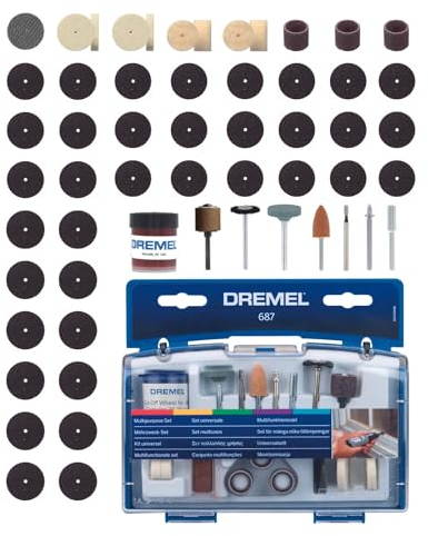 Dremel 687 Juego multiuso, kit de accesorios con 52 accesorios para herramientas rotativas