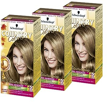 SCHWARZKOPF COUNTRY COLORS Intensiv-Tönung, Haarfarbe 40 Nevada Dunkelblond, Stufe 2, 3er Pack (3 x 123 ml)