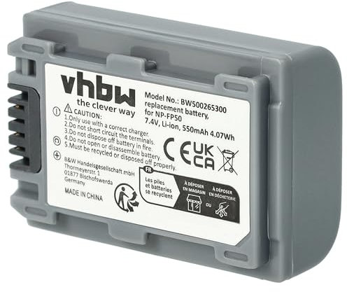 vhbw 1x Batterie Compatible avec Sony DCR-DVD Serie DCR-DVD202E, DCR-DVD202, DCR-DVD105E, DCR-DVD105 caméra vidéo caméscope (600mAh, 7,2V, Li-ION)