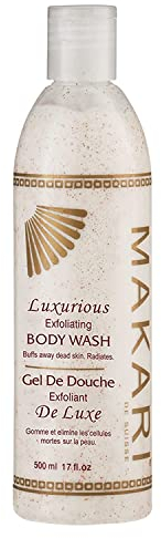 Doccia Schiuma Esfoliante Classic Makari [500ml] - Detergente Viso e Corpo con Estratto di Radice di Gelso e Micro Cristalli Esfolianti - Effetto Schiarente per Macchie Scure e Cicatrici da Acne