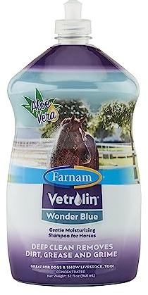 Farnam Vetrolin Wonder Blue Gentle Moisturizing Shampoo for Horses, Livestock and Dogs Blue 32