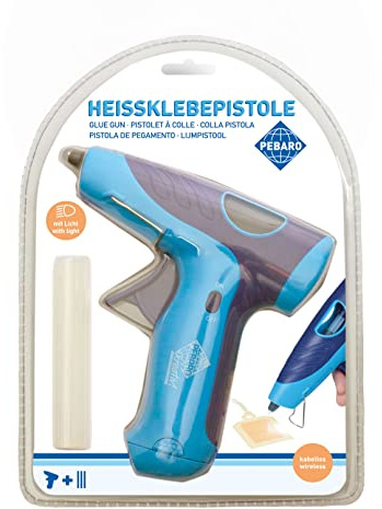 Pebaro Kabellose Heißklebepistole mit Klebesticks zum kleben auf Holz, Papier und Stoff