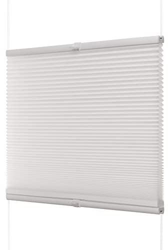 Ventanara® Waben Plissee ohne Bohren Weiß tageslicht Klemmfix Plisseerollo Faltrollo verspannt inklusive Premium Klemmträger 45 x 130 cm