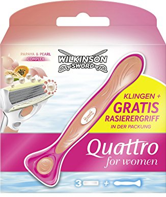 Wilkinson Quattro for Women 3 Klingen + Rasiergriff Papaya & Pearl Complex