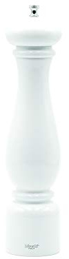 Bisetti Firenze 12.6 Inch White Lacquered Beechwood Salt Mill Grinder With Adjustable Ceramic Grinder