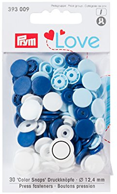 Prym - Prym Love Polyester Blå-Vit (12.4mm) Tryckknappar - 30 Bitar