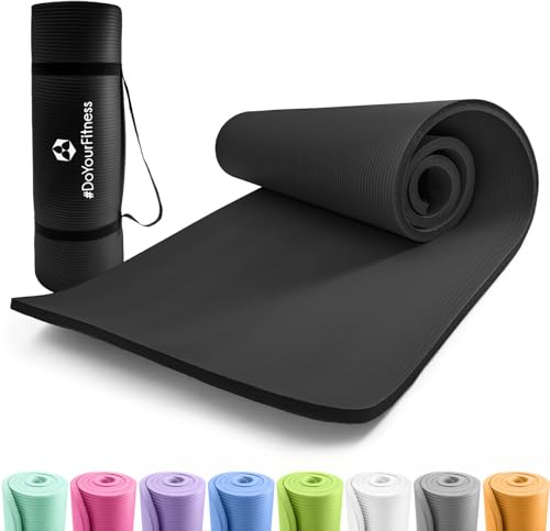#DoYourFitness x World Fitness | fitnessmatta Jivan | 183 x 61 x 2 cm | ftalatfri och halkfri | Gymnastikmatta perfekt för yoga, pilates, fitness, utomhus på studion och hemma | svart