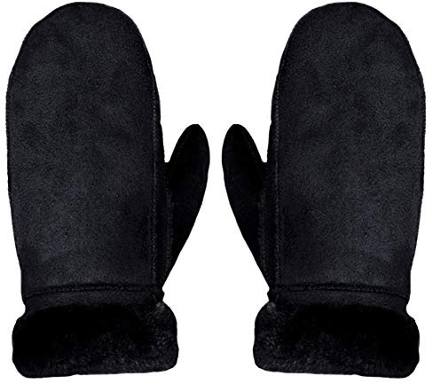 Aisi Women Winter Suede Thermal Mittens Fleece Lined Warm Gloves with Turn Back Cuff …