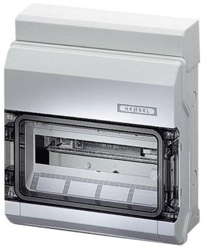 Hensel KV9112 Kleinverteiler - 12 TE Sicherungskasten Aufputz Outdoor IP 65 | 1-reihig, robuster Feuchtraum-Verteilerkasten, staubdicht & strahlwassergeschützt, ideal für Außenbereich & Keller
