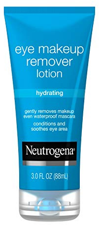 Neutrogena Hydrating Eye Makeup Remover Lotion, Gentle Daily Makeup Remover with Skin-Soothing Aloe and Cucumber Extracts to Remove Even Waterproof Mascara, Fragrance-Free, 3 oz