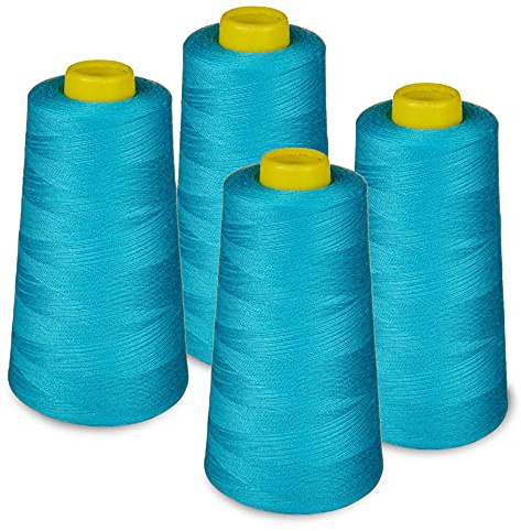 Overlockgarn Set med 4 sytrådspolar 2700 meter - 100% polyester/40 S/2/överlock/symaskin/handsömnad (260 turkos) Lialina®
