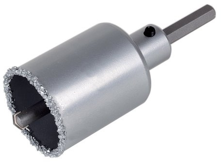 wolfcraft Bohrkrone, hartmetallbestreut, mit Spanndorn I 3893000 I Für Sanitär- und Elektroinstallationen in Mauerwerk und Stein, Schnitttiefe 55 mm