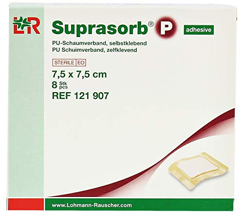 Suprasorb P PU-Schaumverband 7,5x7,5 cm Selbstklebend, 8 St