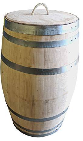 150 Liter Holzfass, neues Fass, Weinfass aus Kastanienholz geöffnet als Regenfass, Regentonne (Fass unbehandelt mit Deckel)