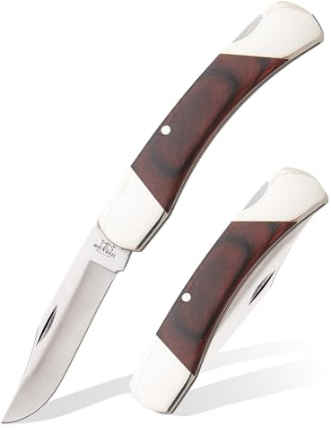BEAR & SON 205R Lockback – Lightweight Rosewood Folding Pocket Knife 2.75” Clip Point – 440 Stainless Steel Blade – Compact Small EDC Carving Skinning Whittling Knife – Reliable Everyday Carry Tool