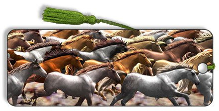 3D Lesezeichen Running Horses - lauf. Pferde