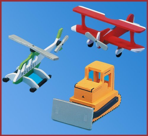 Kaleas Laubsägevorlage 3 Modelle Hubschrauber/Raupe/Doppeldecker