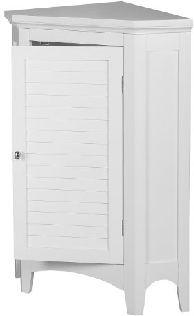 VERSANORA Teamson Home Glancy Freestanding Corner Floor Cabinet with Faux Louvered Door, White