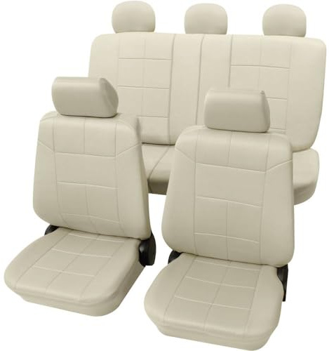 PETEX Auto Sitzbezüge Universal Komplett Set 17-teilig - Dakar beige, Eco Class mit SAB 1 Vario Plus