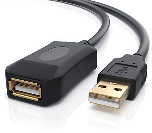 CSL - 10m USB 2.0 Active Repeater cable extension lead with signal amplification - Signal Amplifier Repeater - expandable - gold-plated contacts - black